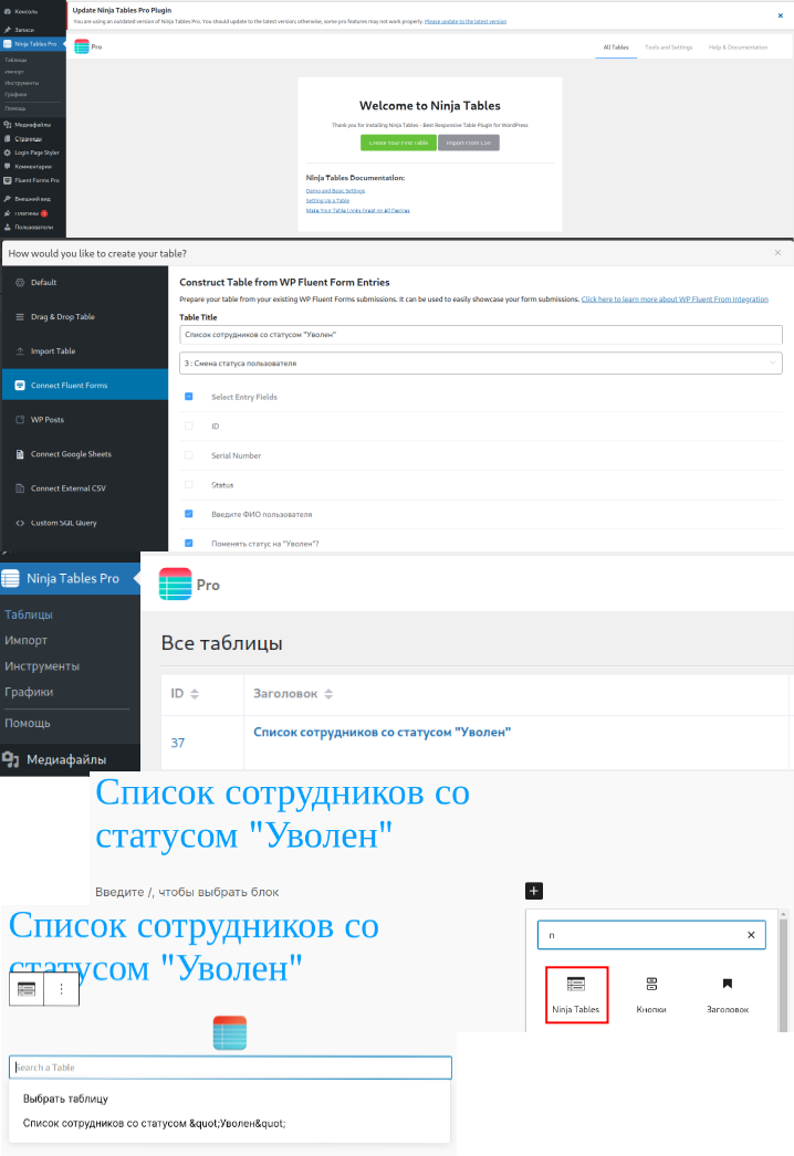 таблицы